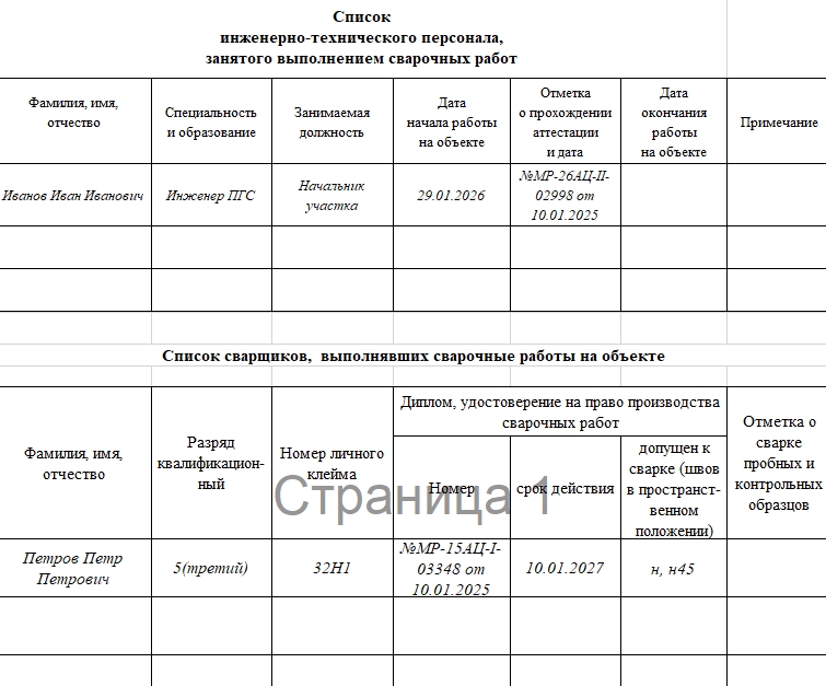 Журнал сварочных работ 3